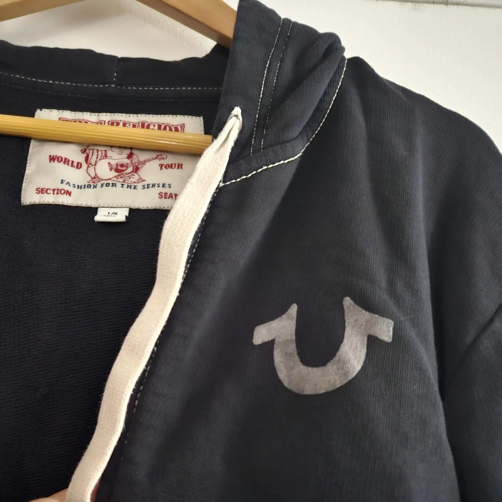 True Religion Black Zip-Up World Tour Sweatshirt Size Large